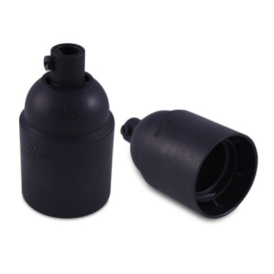 Plastic lamp holder black E27
