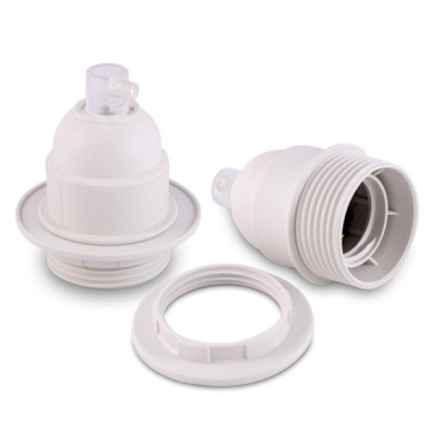 Plastic lamp holder white E27 with ring
