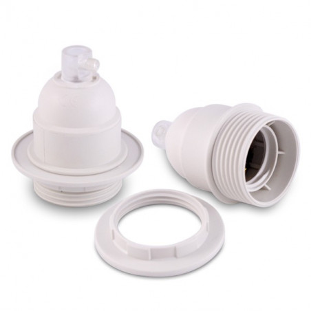 Plastic bulb holder white E27 with ring