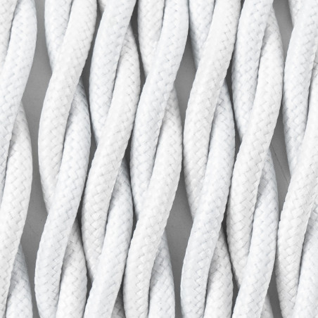 Biały kabel skręcany w oplocie poliestrowym T01 biały dwużyłowy 2x0.75 Kolorowe Kable