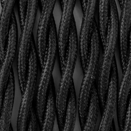 Czarny kabel skręcany w oplocie poliestrowym T02 czarny dwużyłowy 2x1x0.75 Kolorowe Kable