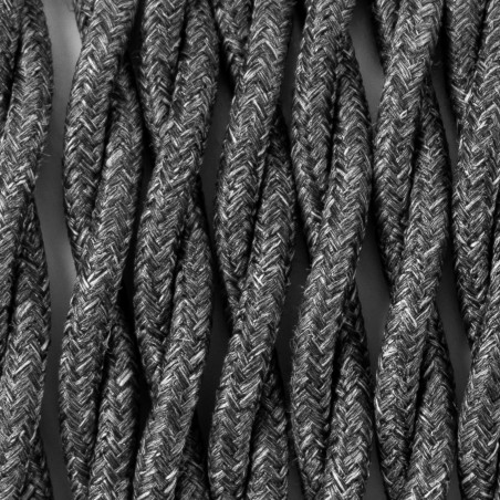 Ciemnoszary kabel skręcany w oplocie poliestrowym T03 bazaltowy melanż dwużyłowy 2x0.75 Kolorowe Kable