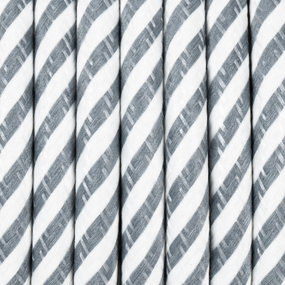 Round electric cable covered by polyester 36 narrow streamer grey and white 2x0.75