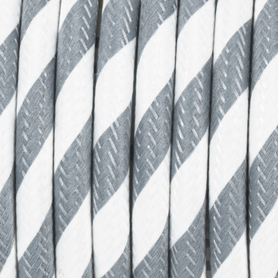 Round electric cable covered by polyester 37 wide streamer grey and white 2x0.75
