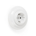 Rustic ceramic flush-mounted socket in retro style - white Kolorowe Kable