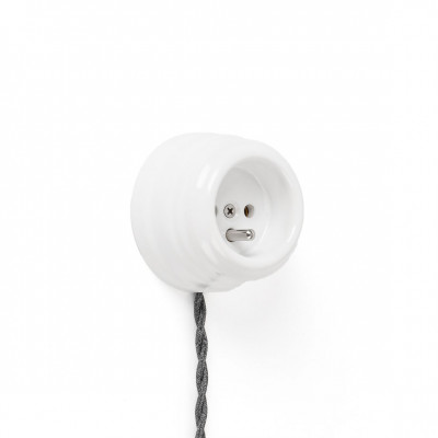Rustic ceramic French surface mounted retro socket - white Kolorowe Kable