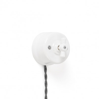 Retro ceramic surface-mounted double-pole light switch – white Antica Alkri