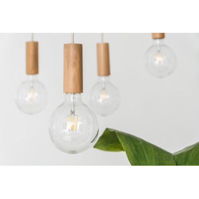 Drewniana lampa wisząca Loft Multi Eco Line X9 TYP B KOLOROWE KABLE