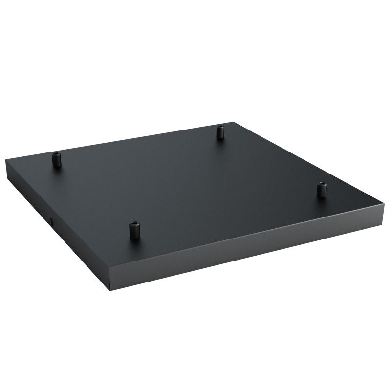 Square metal ceiling cover 40x40cm painted in black structural - for four cables
