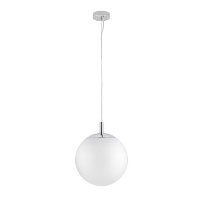 ALUR S ceiling hanging lamp, white lampshade chrome details KASPA