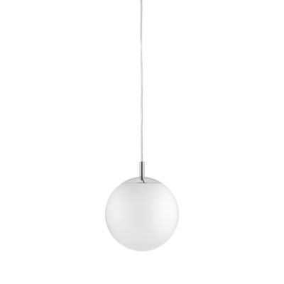 ALUR S ceiling hanging lamp, white lampshade chrome details KASPA
