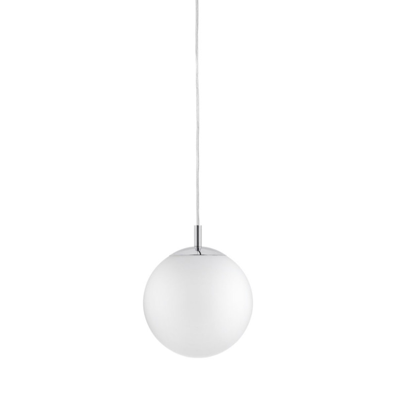 ALUR M ceiling hanging lamp, white lampshade chrome details KASPA