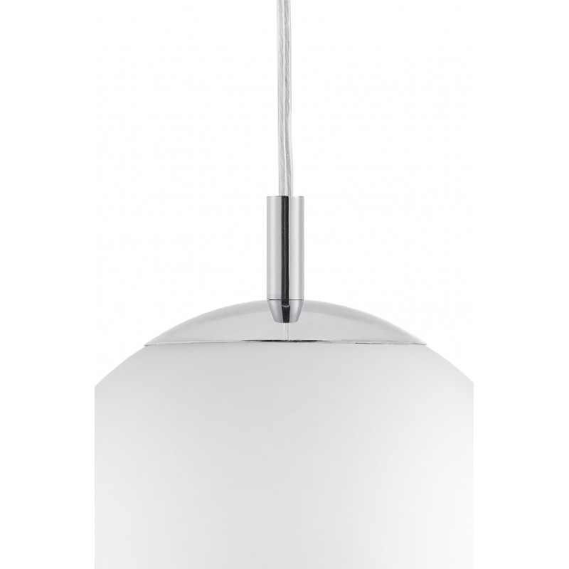 ALUR M ceiling hanging lamp, white lampshade chrome details KASPA