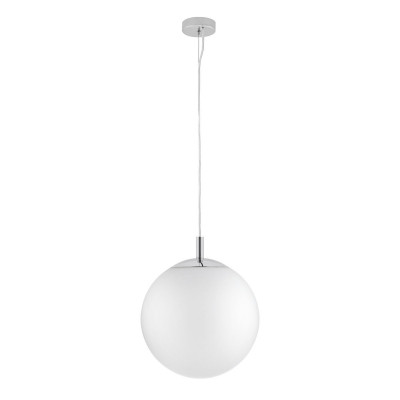 ALUR L ceiling hanging lamp, white lampshade chrome details KASPA