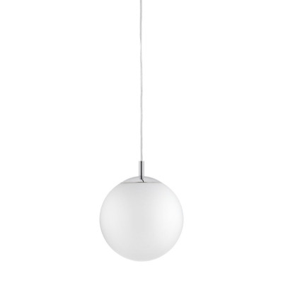 Sufitowa lampa wisząca ALUR L biały klosz detale chrom KASPA