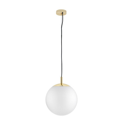 ALUR S pendant light with white glass globe and gold details – KASPA