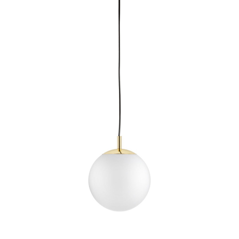 ALUR S ceiling hanging lamp, white lampshade golden details KASPA
