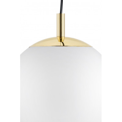 Sufitowa lampa wisząca ALUR S biały klosz detale złote KASPA