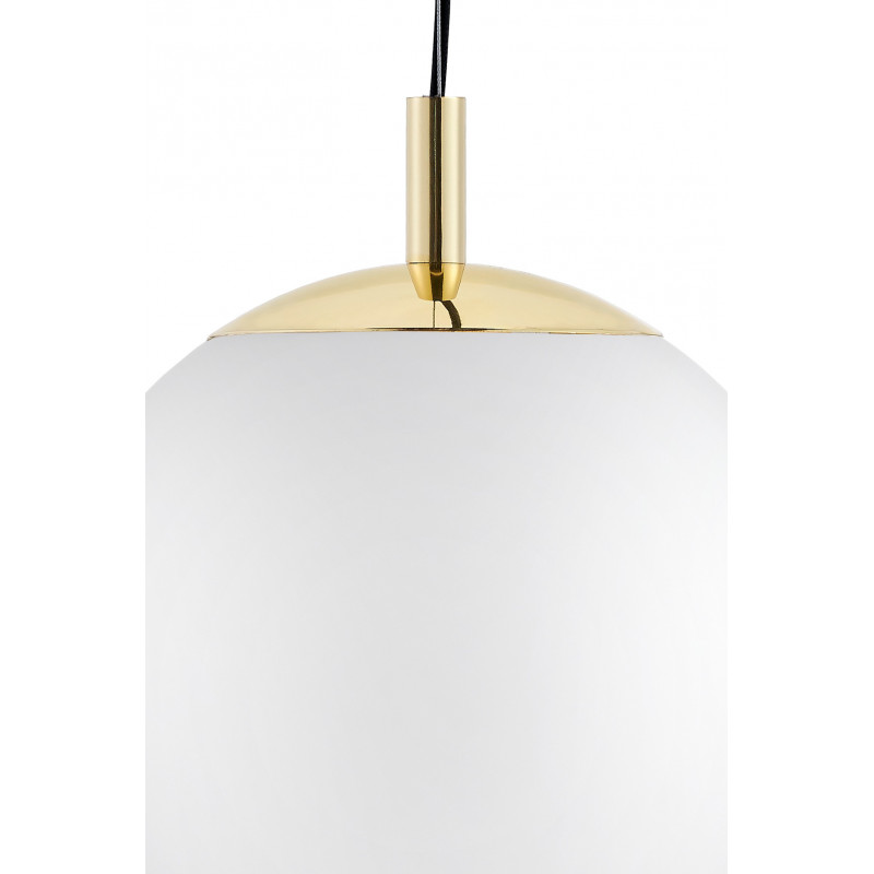 ALUR S ceiling hanging lamp, white lampshade golden details KASPA