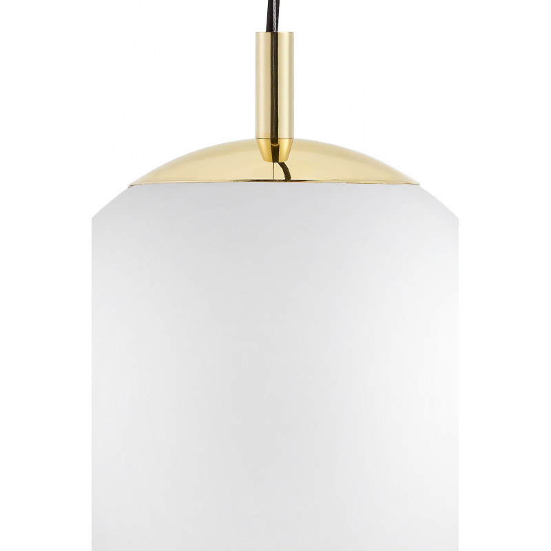 ALUR S ceiling hanging lamp, white lampshade golden details KASPA