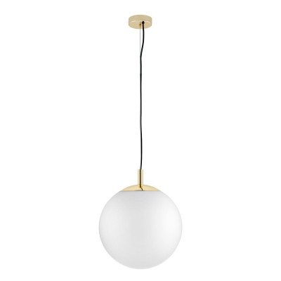 ALUR L pendant light with white glass globe and gold details – KASPA