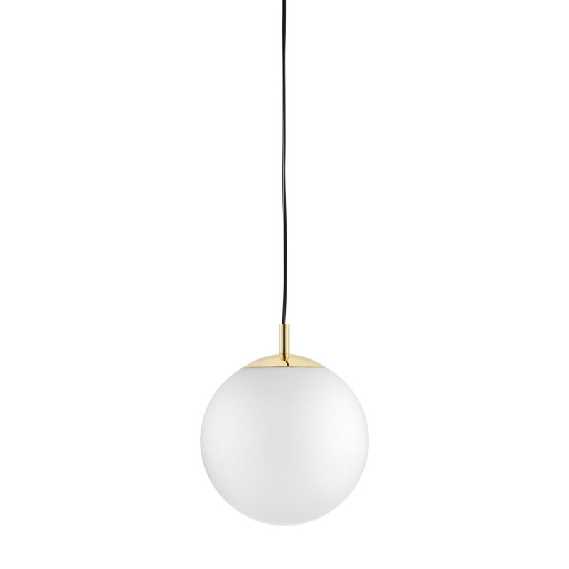 ALUR L ceiling hanging lamp, white lampshade golden details KASPA