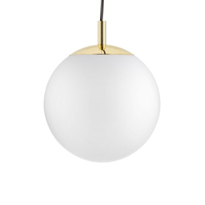 ALUR L ceiling hanging lamp, white lampshade golden details KASPA