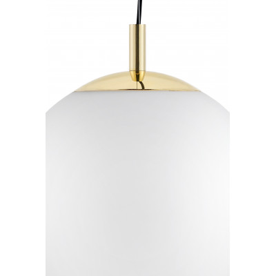 ALUR L ceiling hanging lamp, white lampshade golden details KASPA