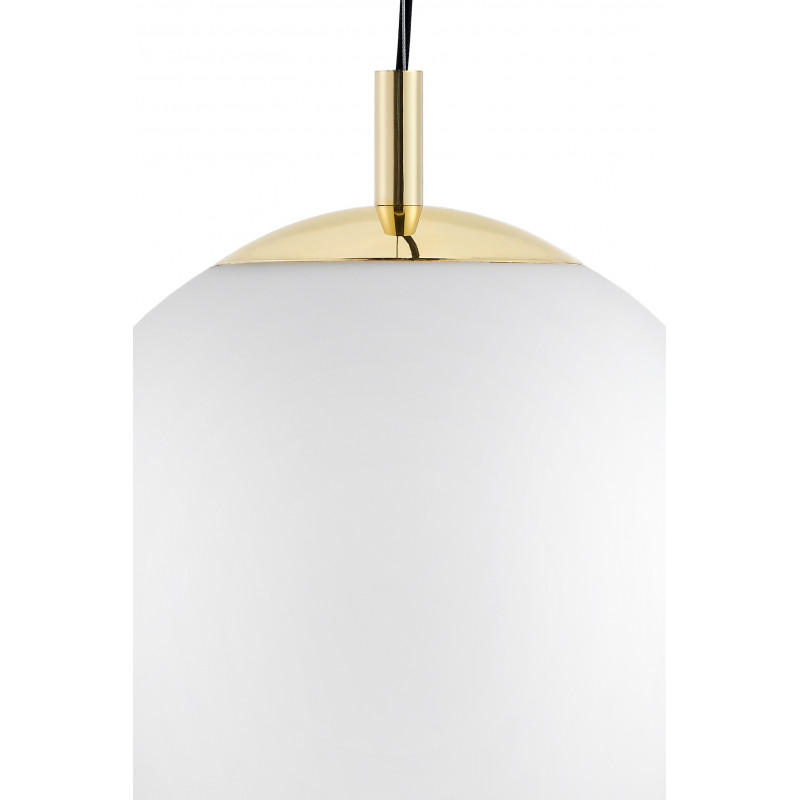 ALUR L ceiling hanging lamp, white lampshade golden details KASPA