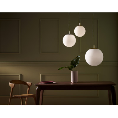 ALUR L ceiling hanging lamp, white lampshade golden details KASPA