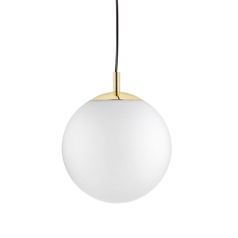 Ceiling hanging lamp, ceiling ALUR 2 - 3 white lampshades details golden KASPA
