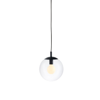 ALUR S ceiling hanging lamp, transparent lampshade black details KASPA