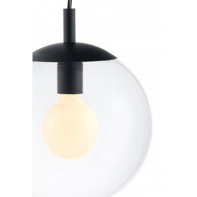 ALUR S ceiling hanging lamp, transparent lampshade black details KASPA