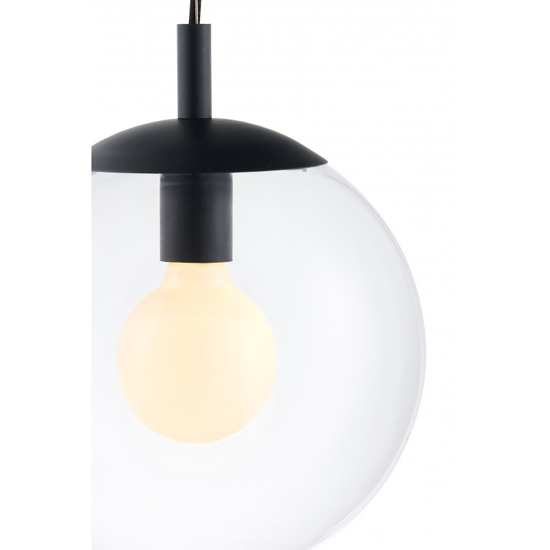 ALUR S ceiling hanging lamp, transparent lampshade black details KASPA