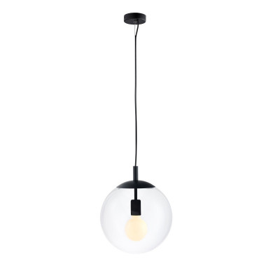 ALUR M pendant light with clear glass globe and black details – KASPA