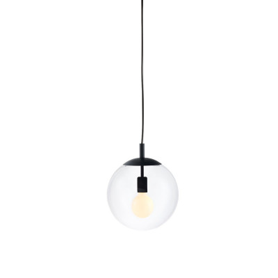 ALUR M ceiling hanging lamp, transparent lampshade black details KASPA