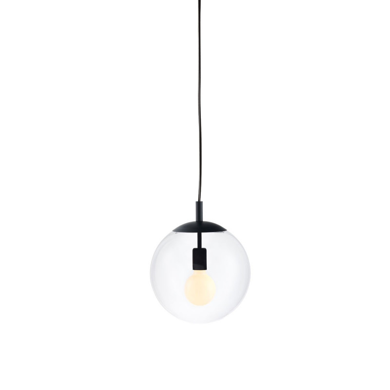 ALUR M ceiling hanging lamp, transparent lampshade black details KASPA