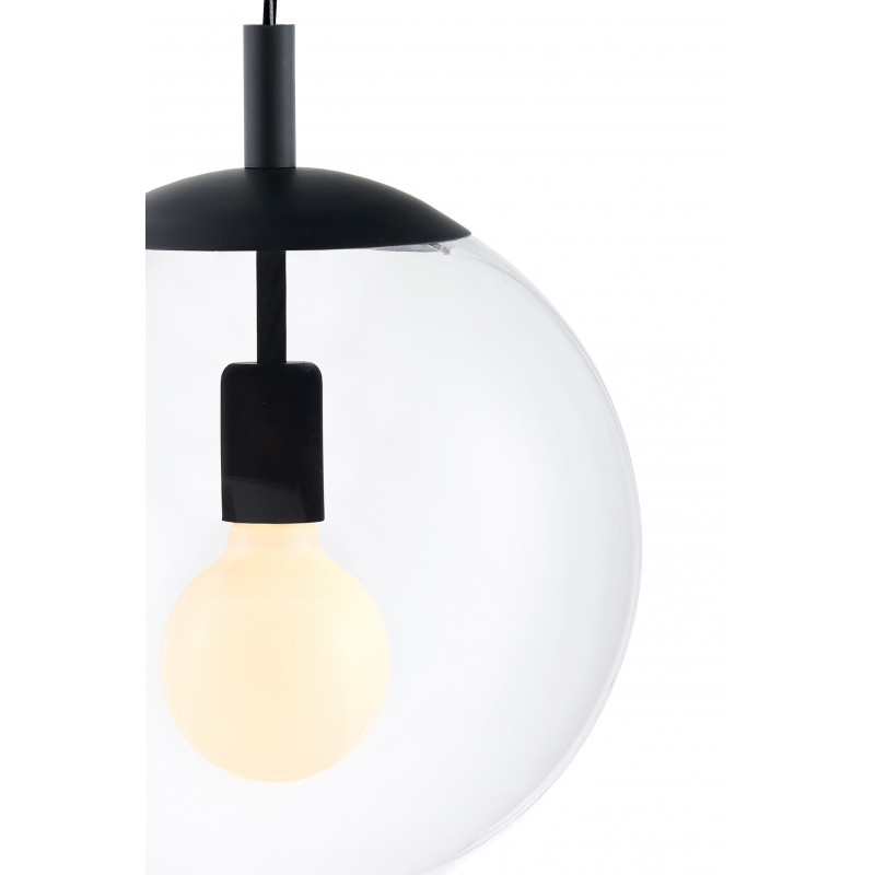 ALUR M ceiling hanging lamp, transparent lampshade black details KASPA