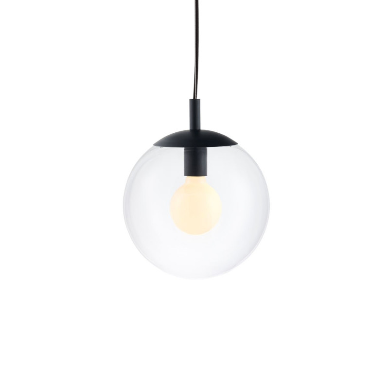 Ceiling hanging lamp, ceiling ALUR 2 - 3 transparent lampshades details black KASPA