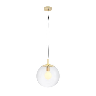 ALUR S pendant light with clear glass globe and gold details – KASPA