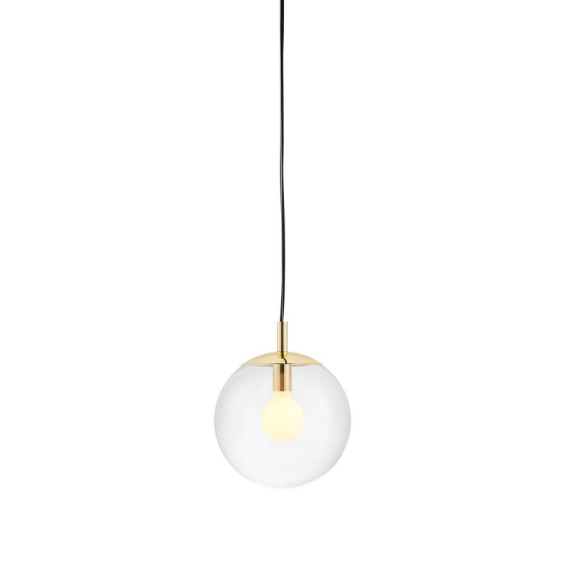 ALUR S ceiling hanging lamp, transparent lampshade golden details KASPA