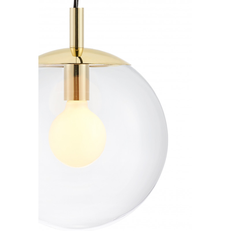 ALUR S ceiling hanging lamp, transparent lampshade golden details KASPA