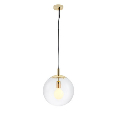 ALUR M ceiling hanging lamp, transparent lampshade golden details KASPA