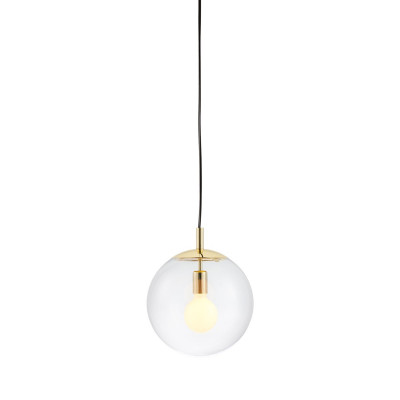 Sufitowa lampa wisząca ALUR M klosz kula przezroczysty detale złote KASPA
