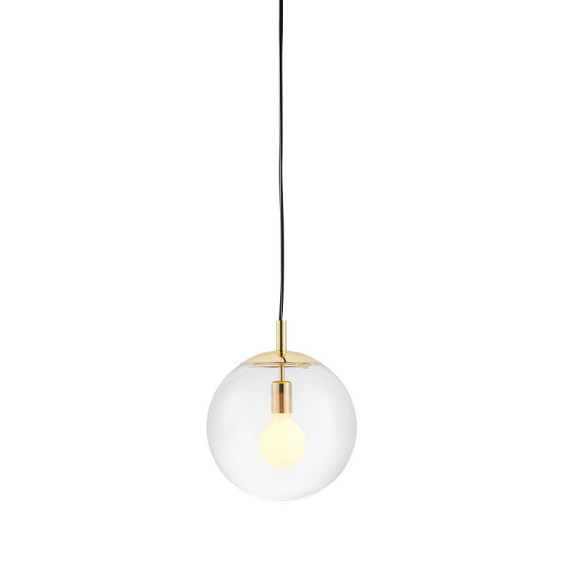 ALUR M ceiling hanging lamp, transparent lampshade golden details KASPA