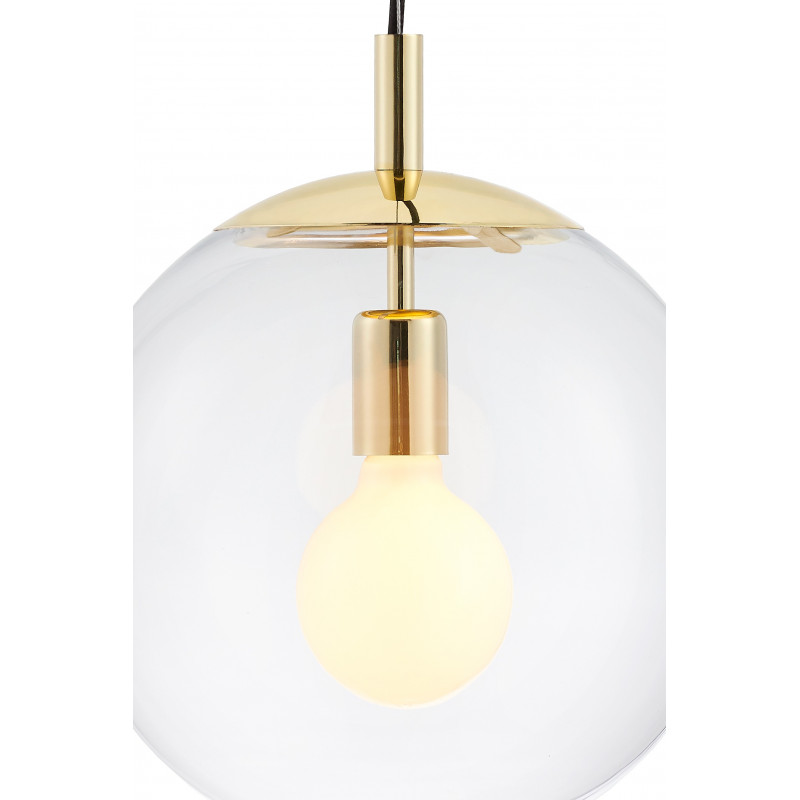 ALUR M ceiling hanging lamp, transparent lampshade golden details KASPA