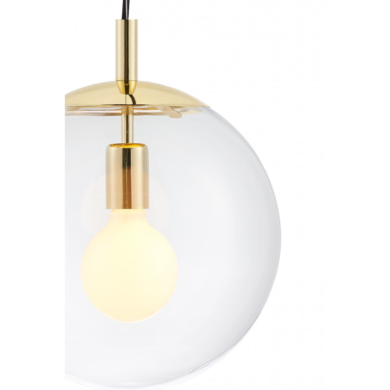 ALUR M ceiling hanging lamp, transparent lampshade golden details KASPA