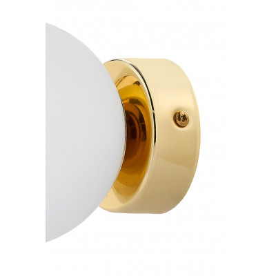 Wall lamp, plafond ASTRA KINKIET lampshade white sphere gold details KASPA