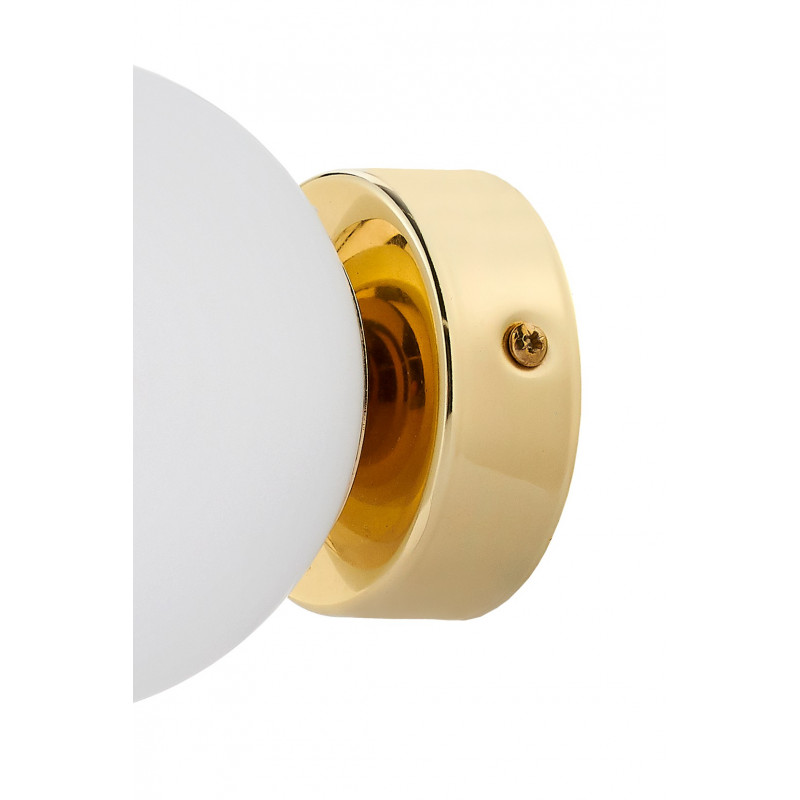 Wall lamp, plafond ASTRA KINKIET lampshade white sphere gold details KASPA