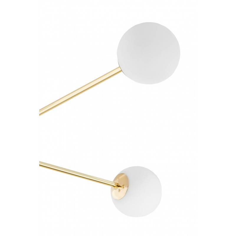 Ceiling lamp ASTRA 4 lampshades white balls gold frame KASPA
